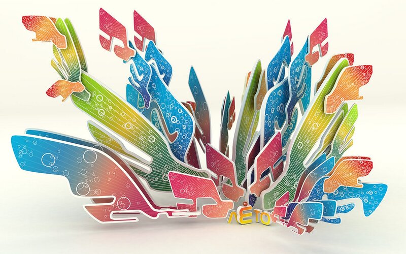 Colorful abstract art sculpture