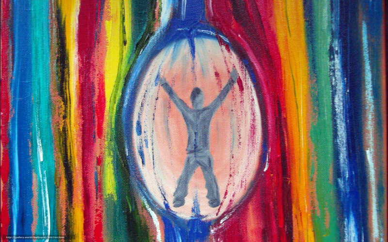 Colorful abstract art with figure