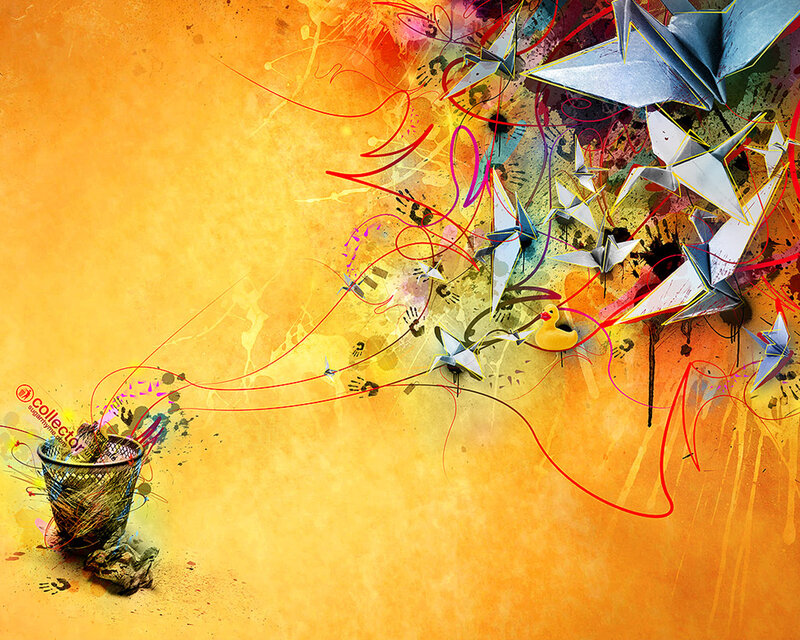 Colorful abstract art with origami