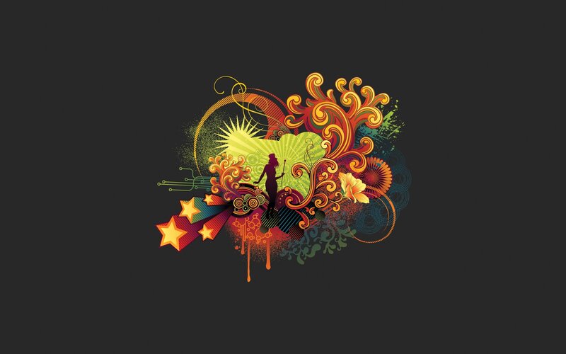 colorful abstract art with silhouette