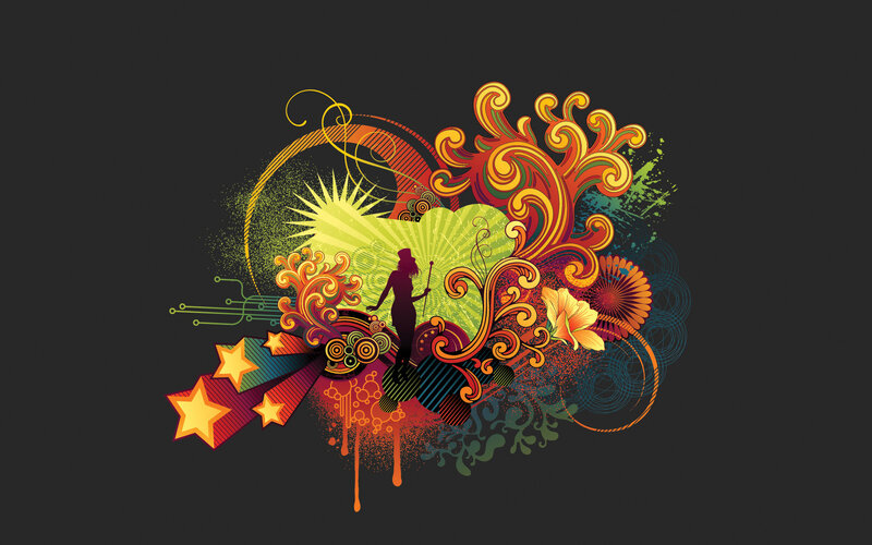 colorful abstract art with silhouette