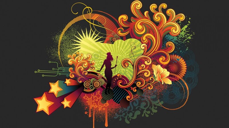 colorful abstract art with silhouette