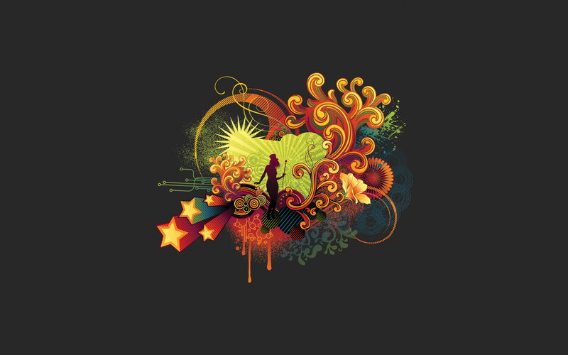 colorful abstract art with silhouette