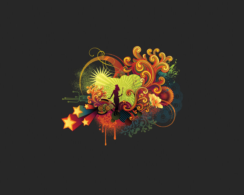 colorful abstract art with silhouette