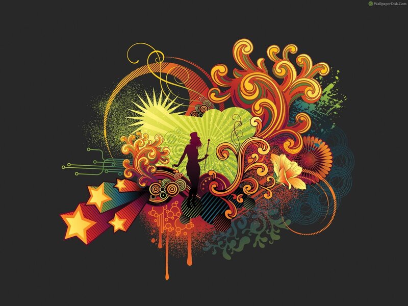 colorful abstract art with silhouette