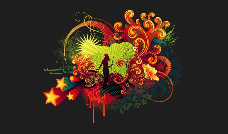 colorful abstract art with silhouette