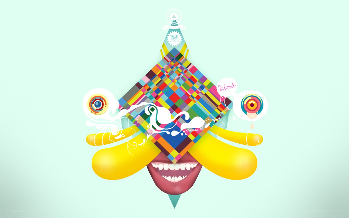 colorful abstract art with smiling face
