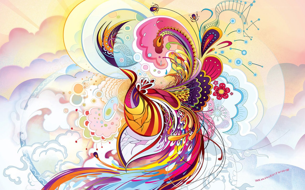 colorful abstract bird art