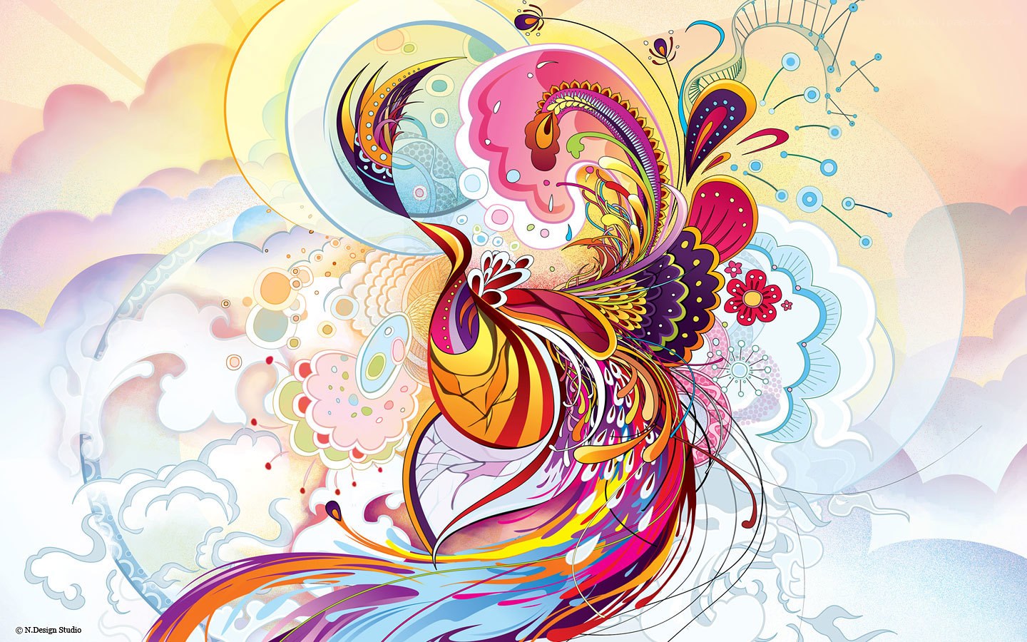 Colorful abstract bird art