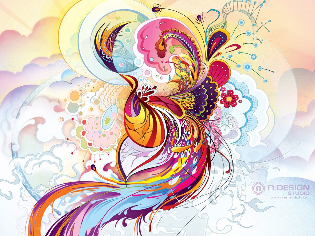 colorful abstract bird art