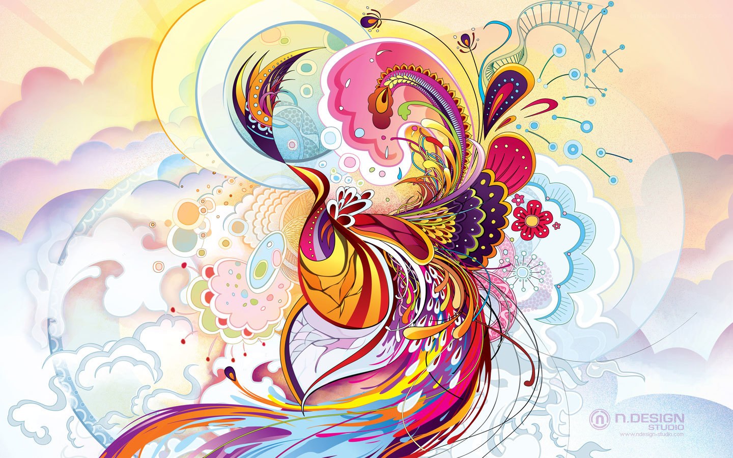 colorful abstract bird art