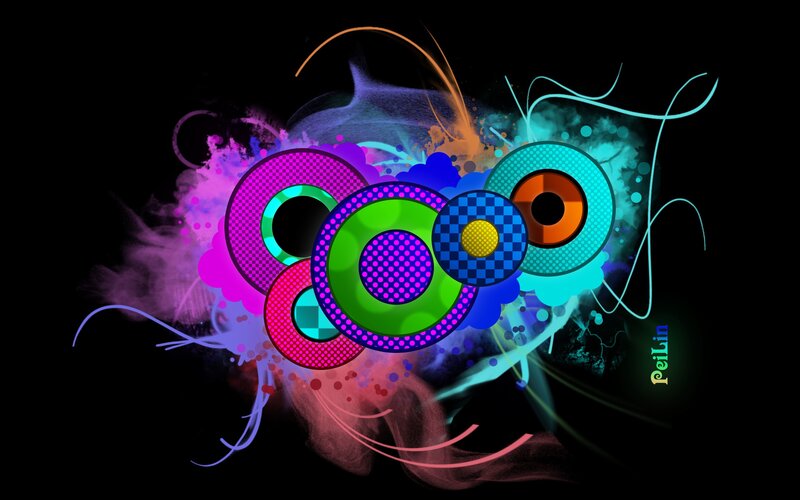 Colorful Abstract Circles — Black