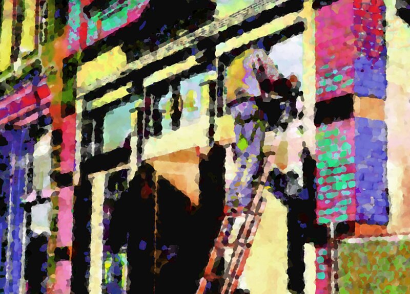 colorful abstract city scene