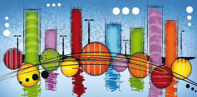 Colorful Abstract Cityscape — Blue