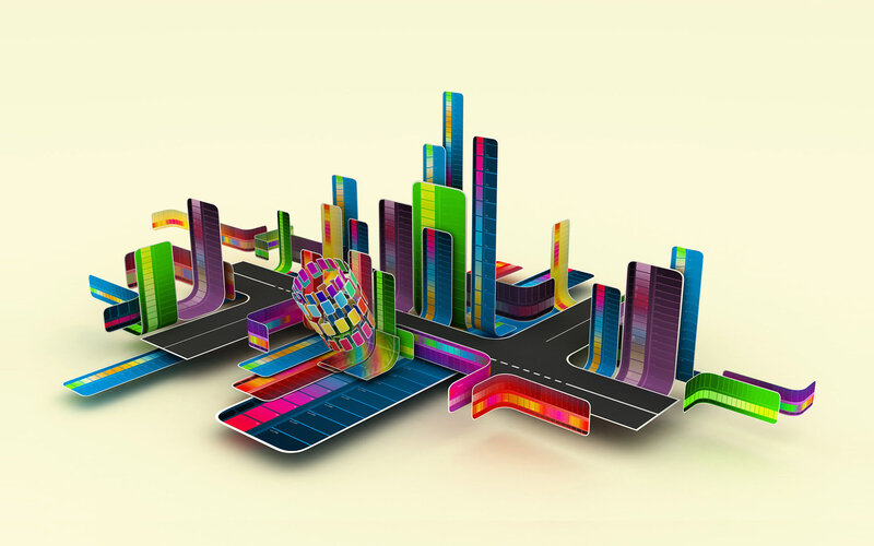 Colorful abstract cityscape
