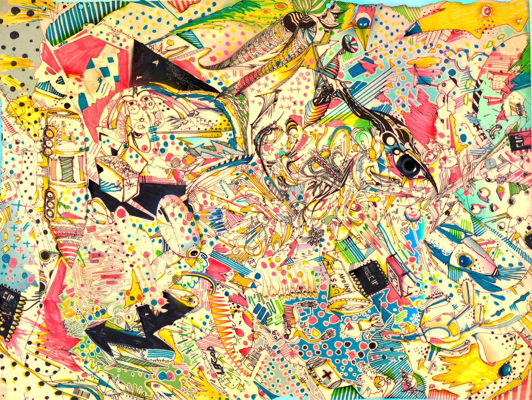 Colorful abstract collage art