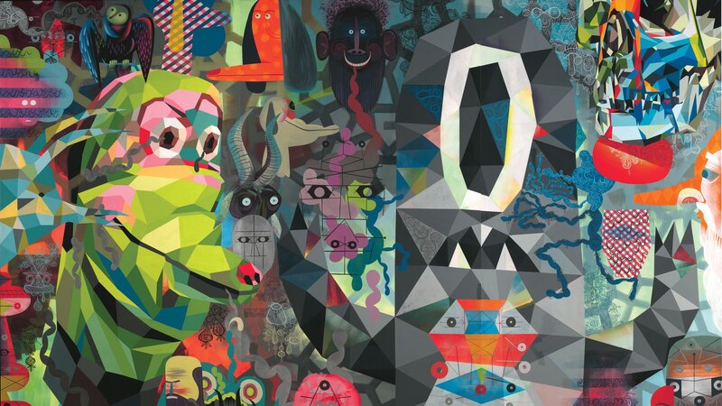 Colorful abstract collage art