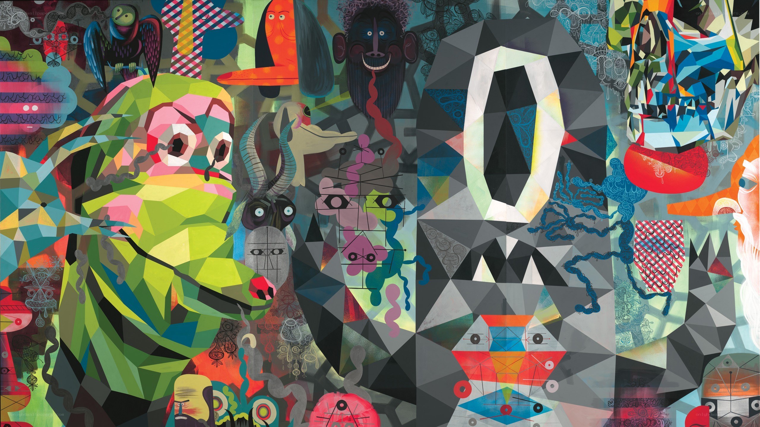 Colorful abstract collage art