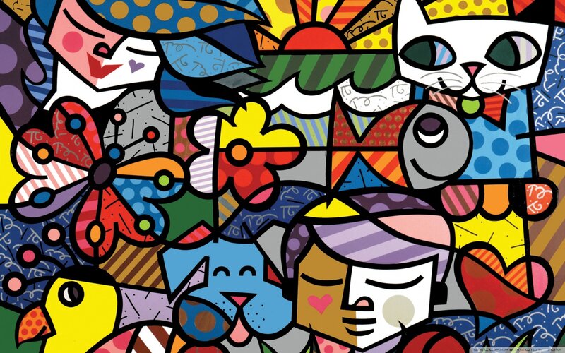 Colorful Abstract Collage — Blue, Playful, Vibrant