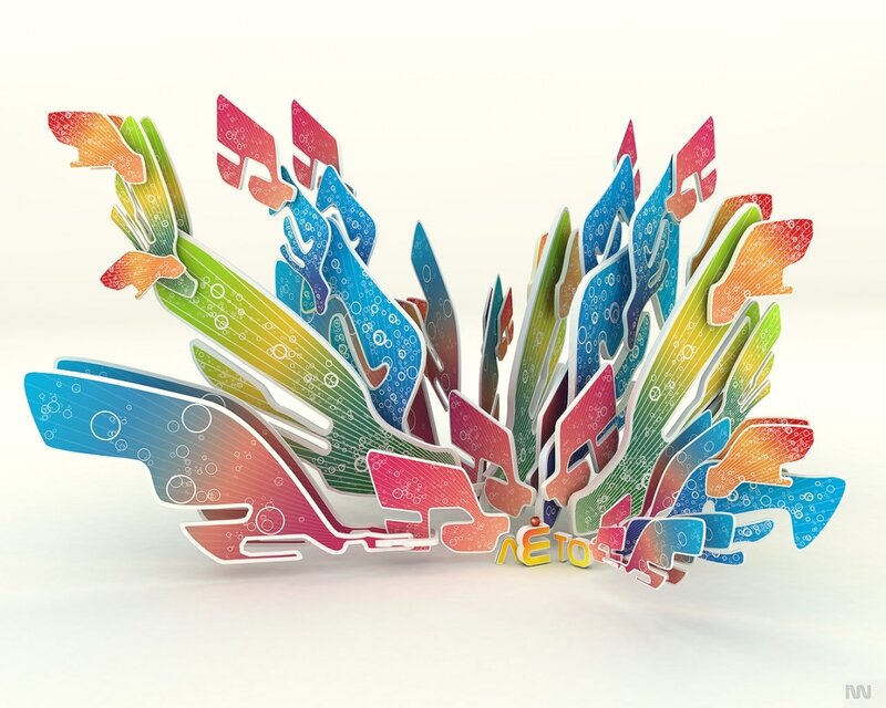 Colorful abstract coral sculpture