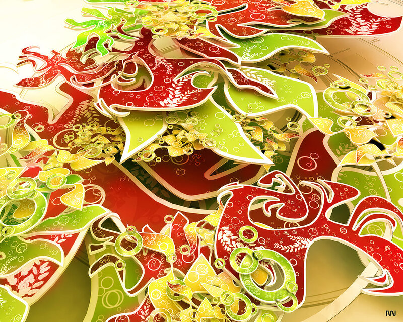 Colorful abstract cutout art