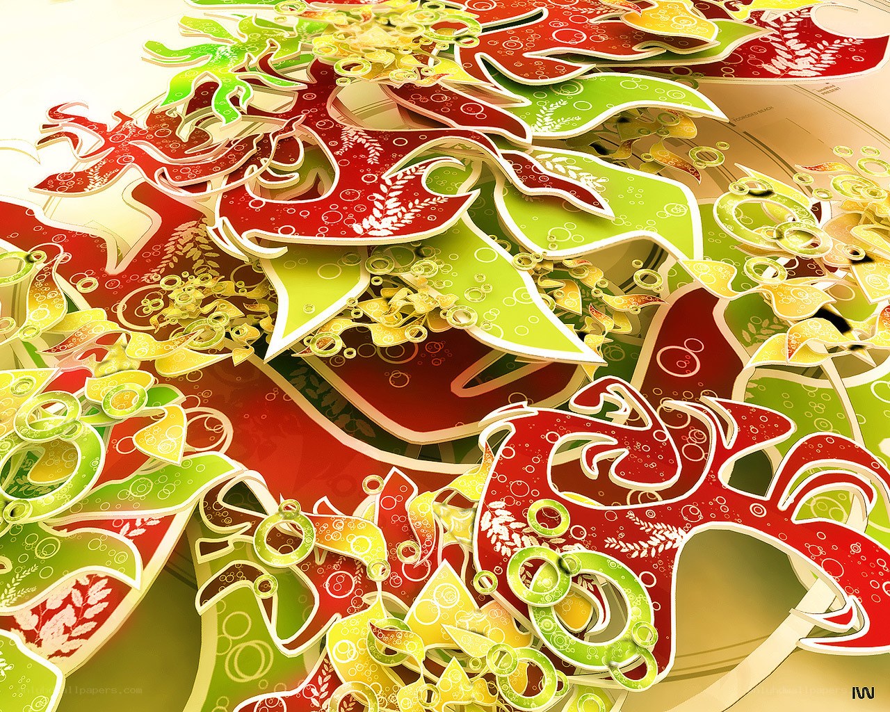 Colorful abstract cutout art