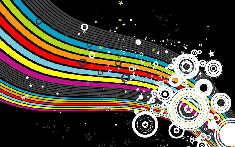 Colorful Abstract Design — Black, Dynamic, Stars