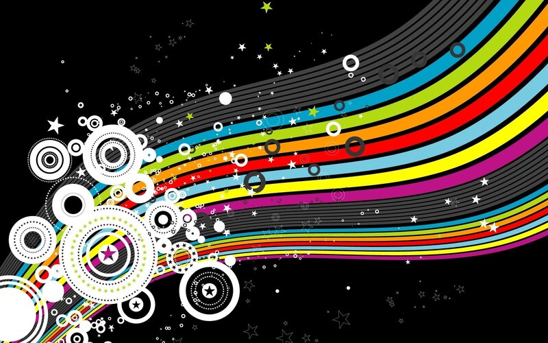 Colorful Abstract Design — Black, Dynamic, Vector Art