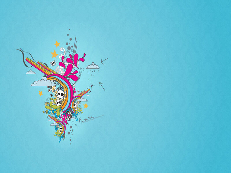 Colorful Abstract Design — Blue, Playful, Digital Art, Skulls