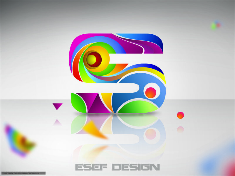 Colorful Abstract Design — Blue, Vibrant, Digital Art, Reflection