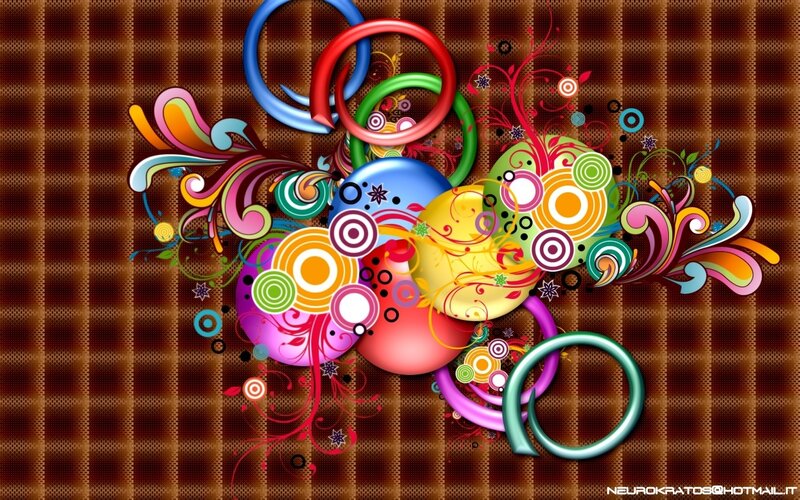 Colorful Abstract Design — Brown, Vibrant, Digital Art, Circles