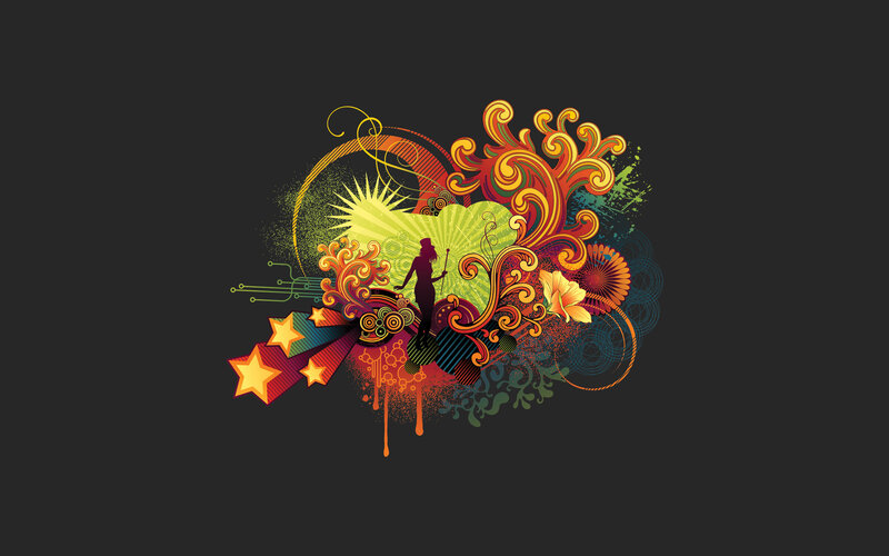 colorful abstract design with silhouette