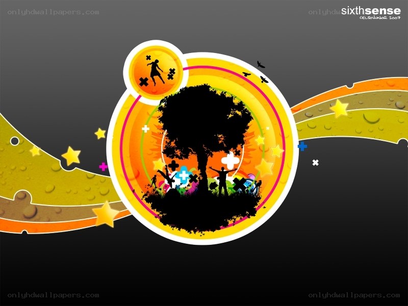 colorful abstract design with tree
