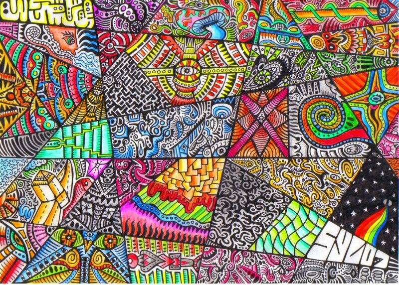 colorful abstract doodle collage