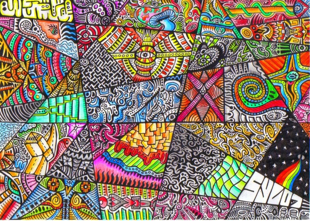 colorful abstract doodle collage