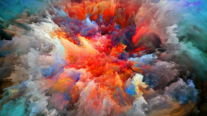 Colorful Abstract Explosion — Red, Dynamic, Clouds