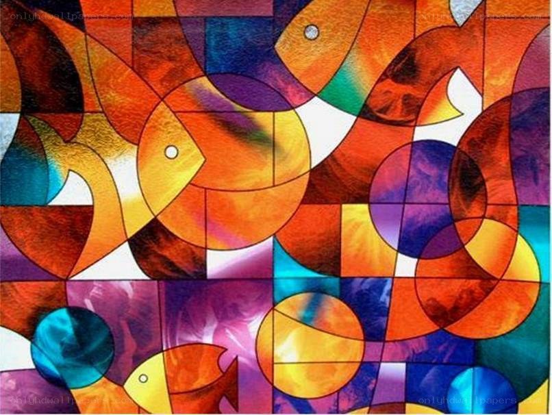Colorful abstract fish mosaic