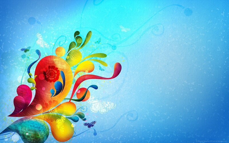 Colorful Abstract Floral Design — Blue, Vibrant