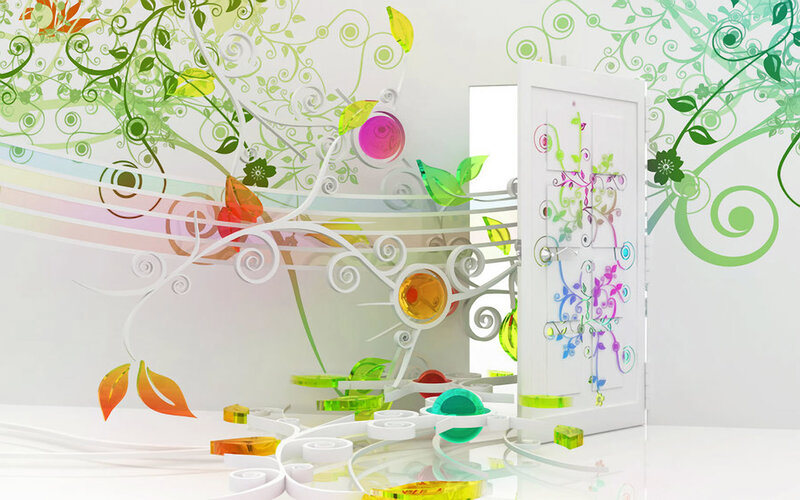 colorful abstract floral scene