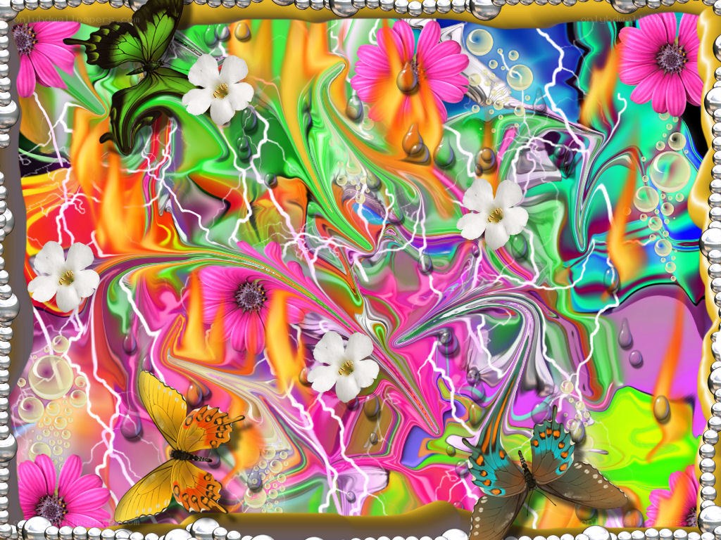 colorful abstract floral scene