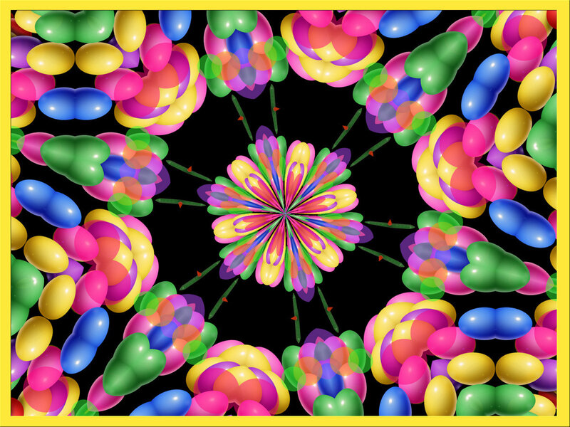 Colorful Abstract Flower — Yellow, Vibrant, Digital Art