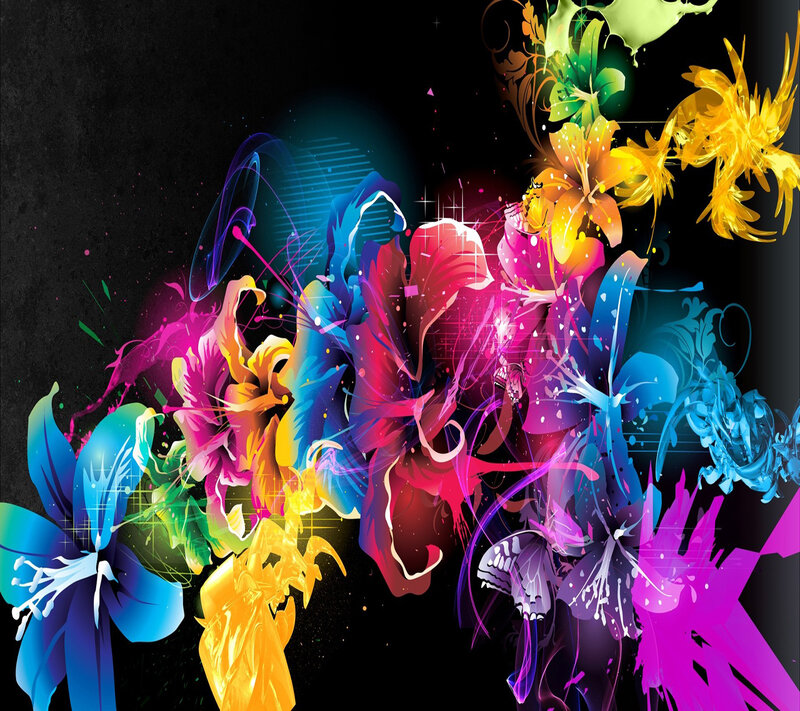 Colorful Abstract Flowers — Blue, Vibrant