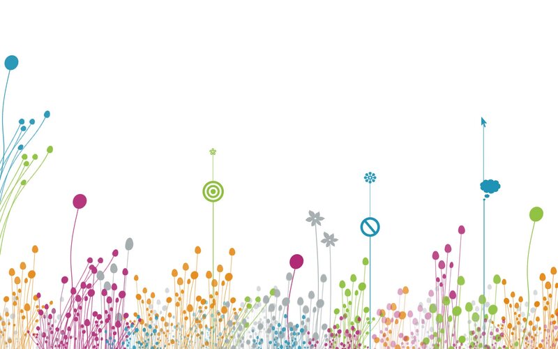 Colorful Abstract Flowers — Green, Playful