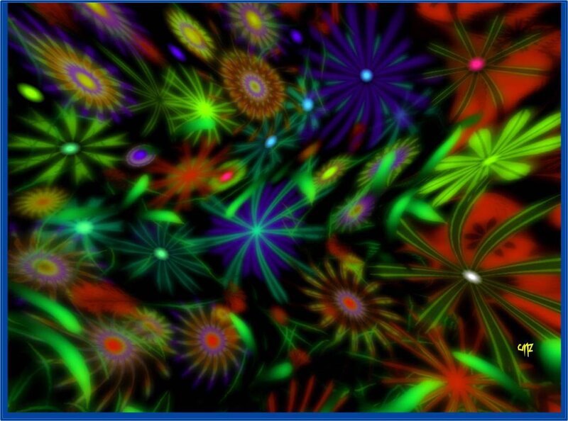 Colorful Abstract Flowers — Green, Vibrant