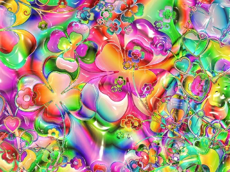 Colorful Abstract Flowers — Pink, Vibrant, Digital Art