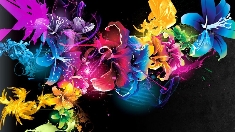 Colorful Abstract Flowers — Purple