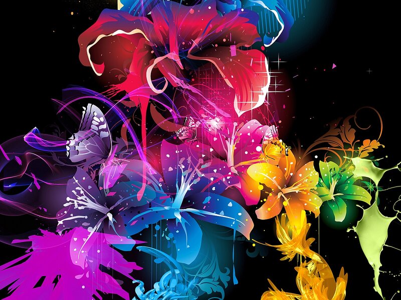 Colorful Abstract Flowers — Purple, Vibrant