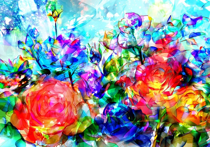 Colorful Abstract Flowers — Red, Vibrant