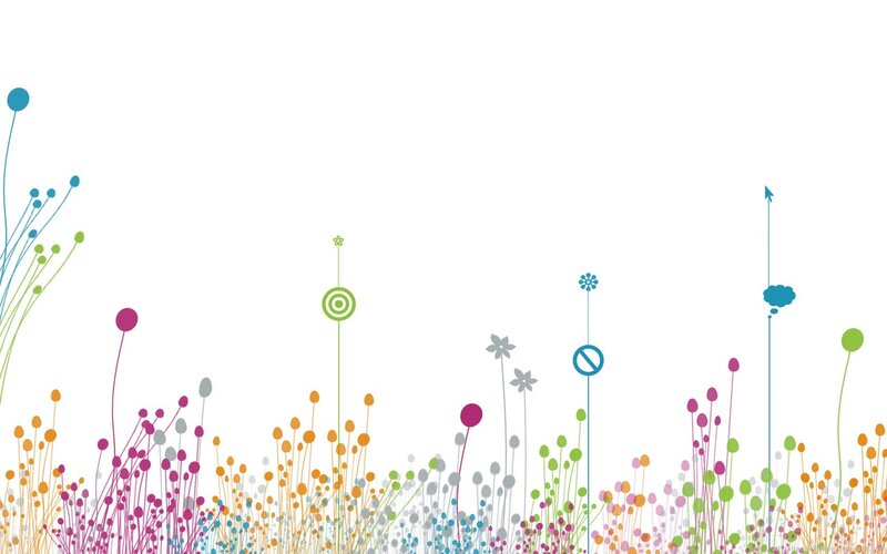 Colorful Abstract Flowers — White, Playful