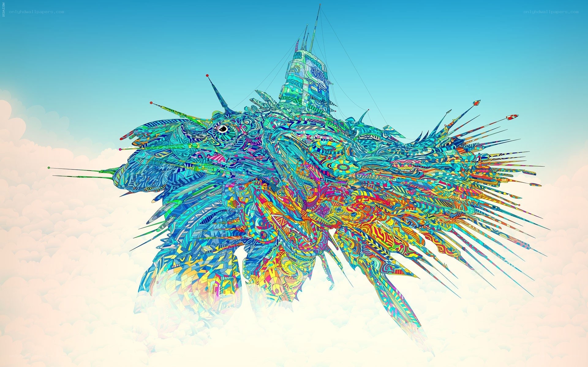 Colorful abstract flying creature